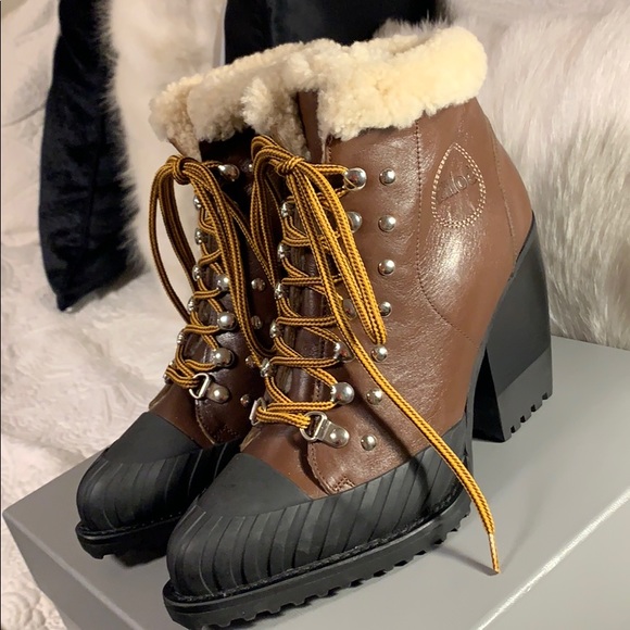 CHLOE Rylee Lace-Up Leather Ankle Boots Size 38 - Picture 3 of 13